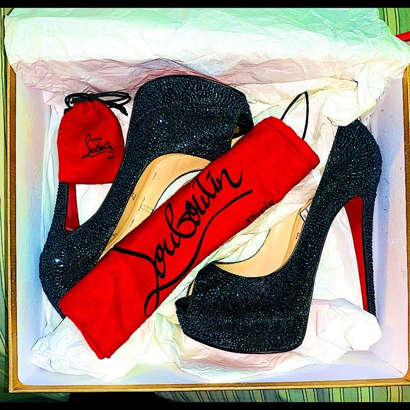 New Christian Louboutin Strass Lady Peep 150 Pumps - Picture 3 of 14